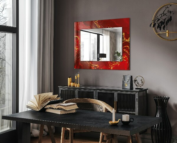 Wall mirror decor Abstract red paint