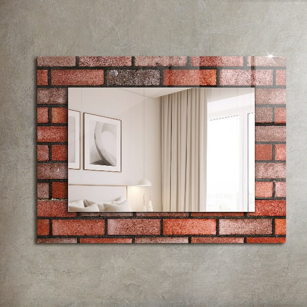 Wall mirror design Red brick wall