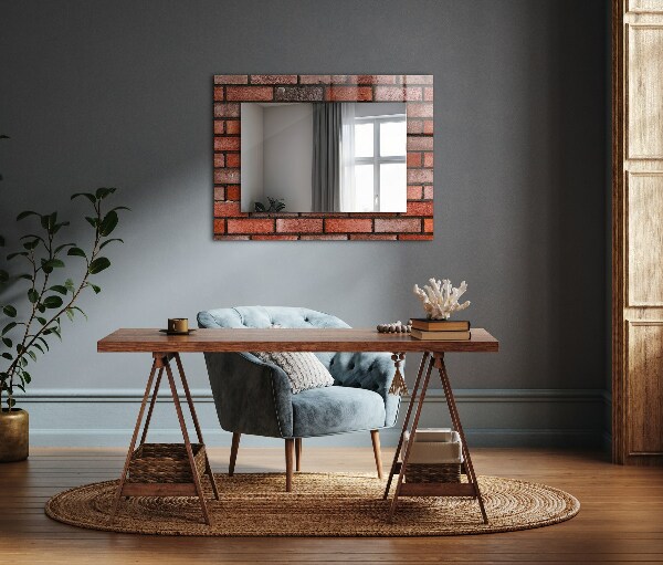 Wall mirror design Red brick wall
