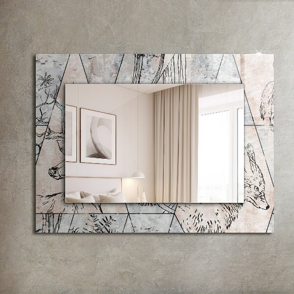Printed mirror Plants with deer antlers