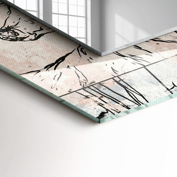 Printed mirror Plants with deer antlers