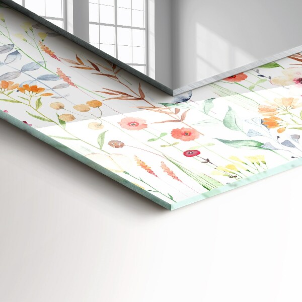 Decorative mirror Flowers with watercolour motifs