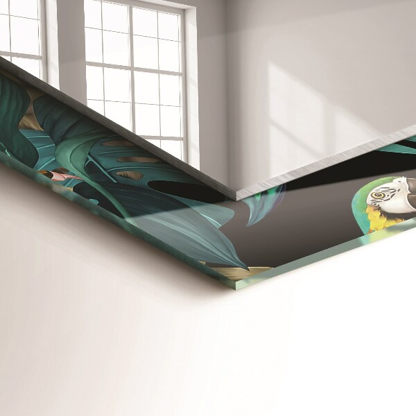 Mirror frame with print Parrots with a tiger in the jungle