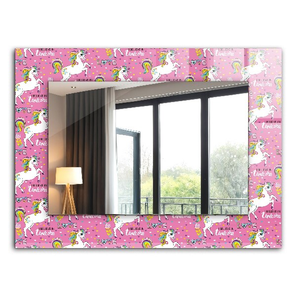 Wall mirror decor Unicorns Rainbow hearts