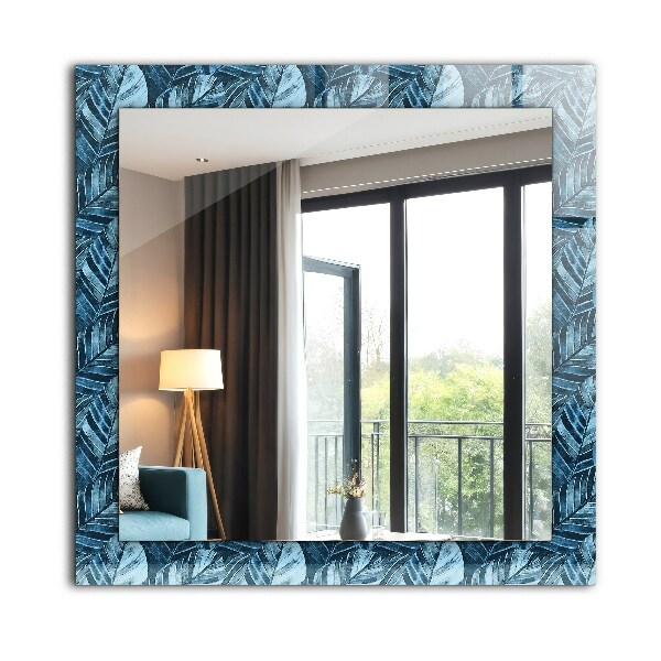 Decorative mirror Blue leaf designs