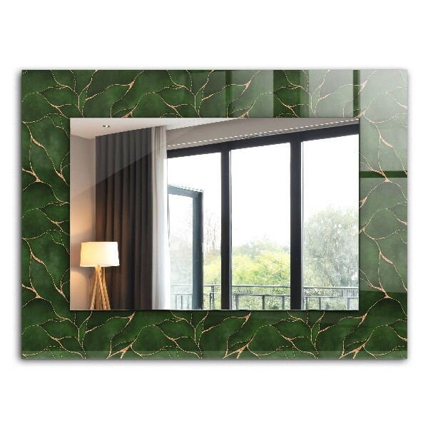 Mirror frame with print Green leaf patterns