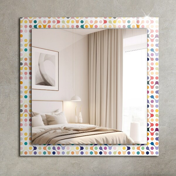 Mirror frame with print Coloured geometric pattern