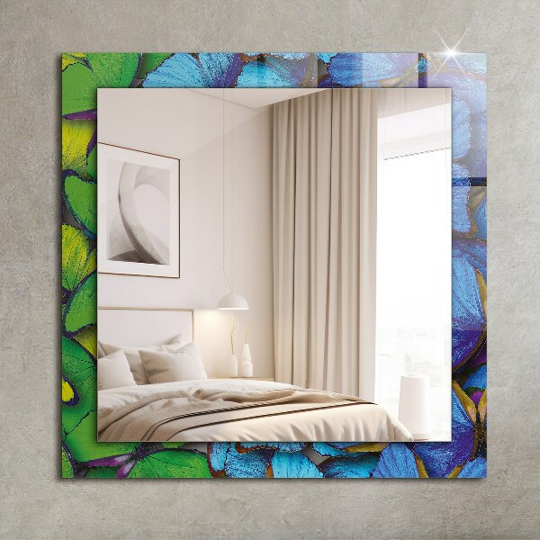 Printed mirror Blue and green butterflies