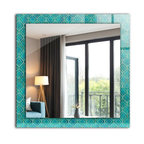Wall mirror design Green geometric pattern