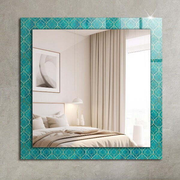 Wall mirror design Green geometric pattern