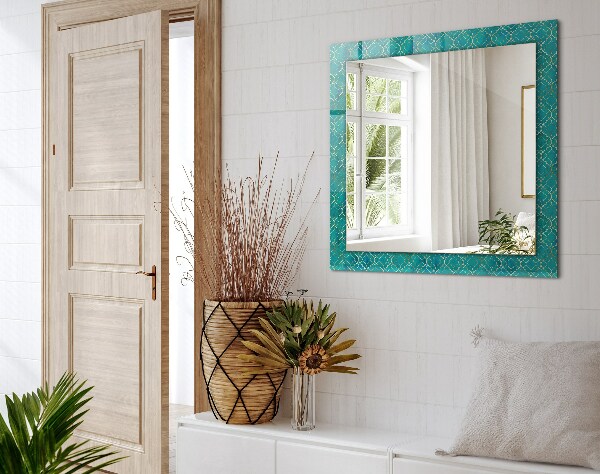 Wall mirror design Green geometric pattern