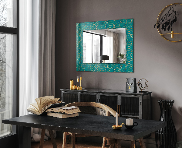 Wall mirror design Green geometric pattern
