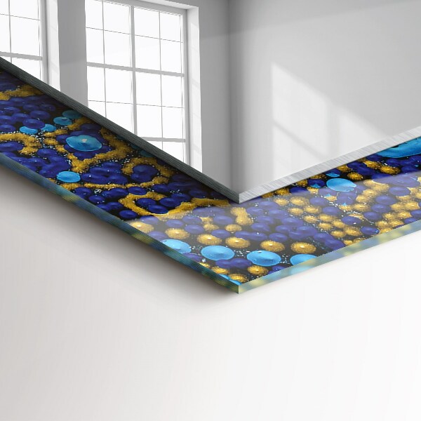 Mirror frame with print Mandala with blue dots