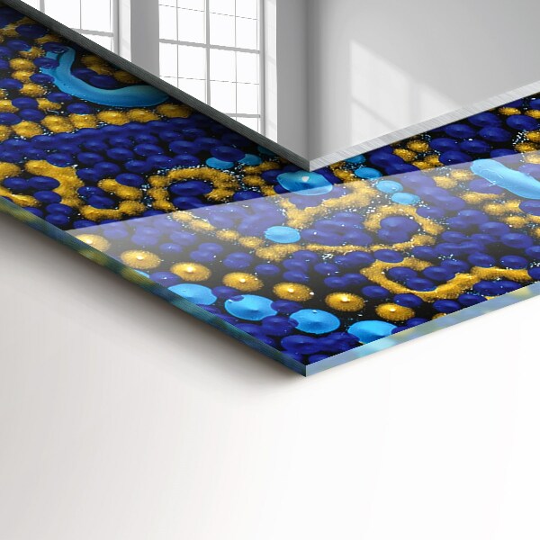 Mirror frame with print Mandala with blue dots