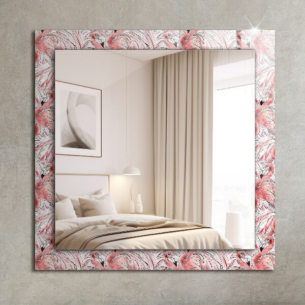 Printed mirror Pink flamingos
