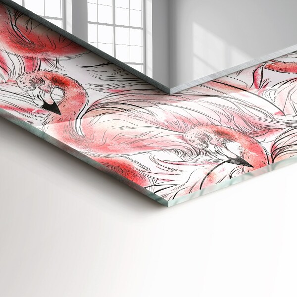 Printed mirror Pink flamingos
