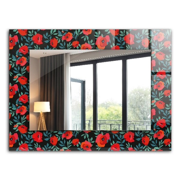 Wall mirror decor Poppy flowers