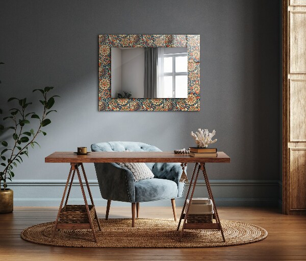 Wall mirror decor Floral pattern on background