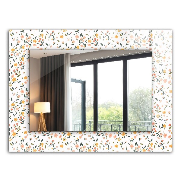 Mirror frame with print Floral pattern on a fabric