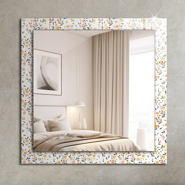 Mirror frame with print Floral pattern on a fabric