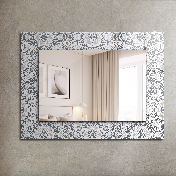 Mirror frame with print Tile motif
