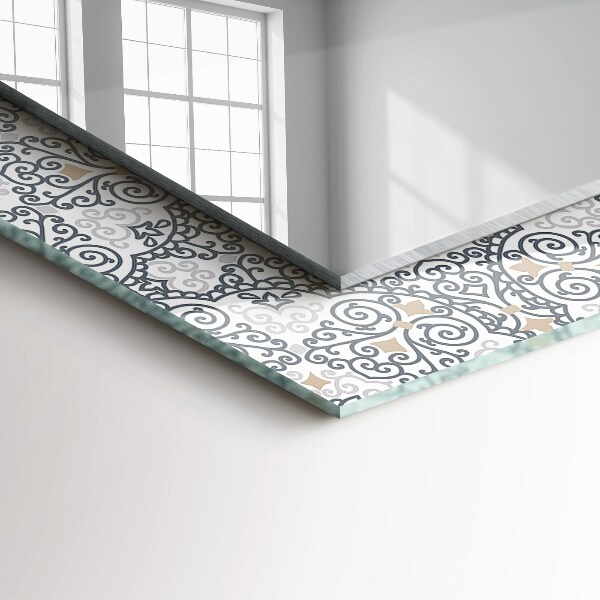 Mirror frame with print Tile motif