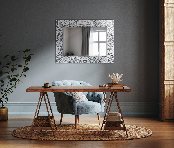 Mirror frame with print Tile motif