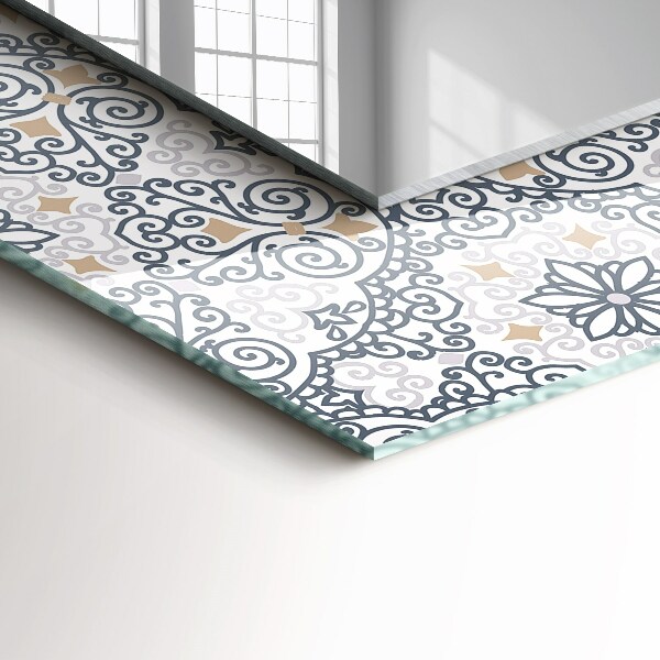 Mirror frame with print Tile motif