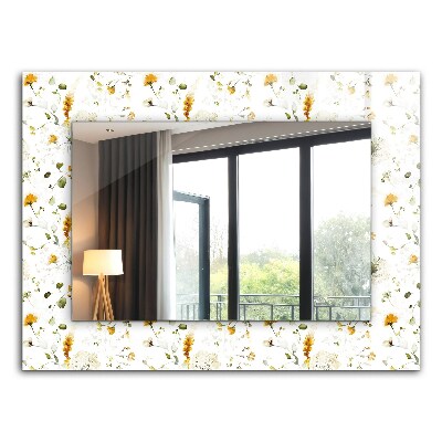 Mirror frame with print Leaf flower design