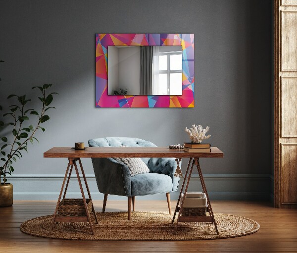 Decorative mirror Coloured geometric motifs