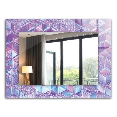 Mirror frame with print Coloured transparent cubes