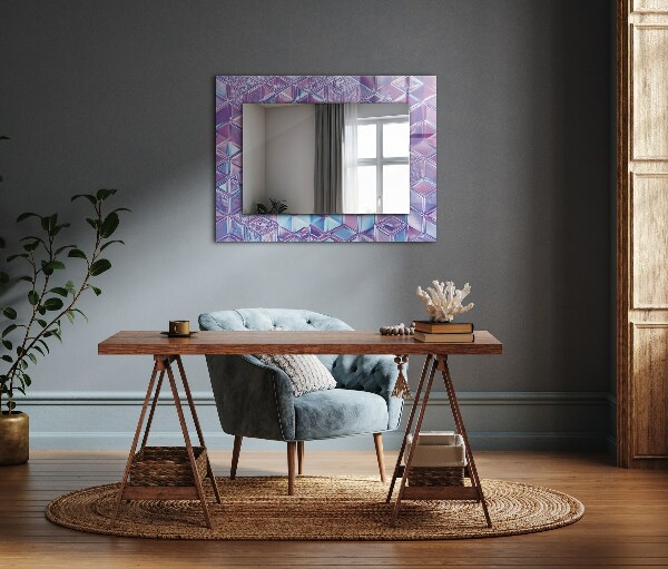 Mirror frame with print Coloured transparent cubes