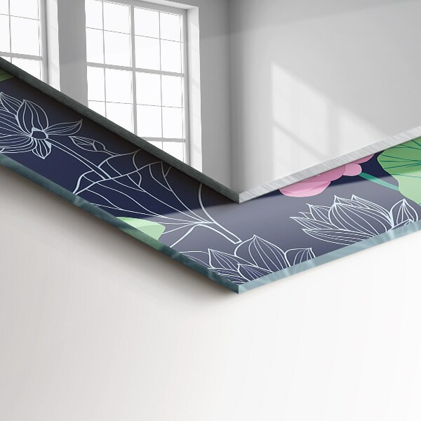 Wall mirror design Pink lotus flowers