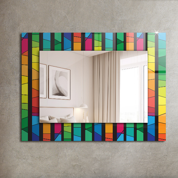 Printed mirror Strips of coloured glass