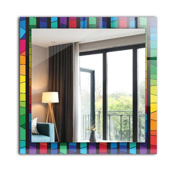 Printed mirror Strips of coloured glass