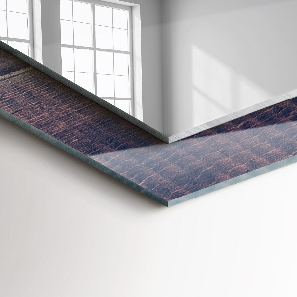 Wall mirror design Wood with pink tulips