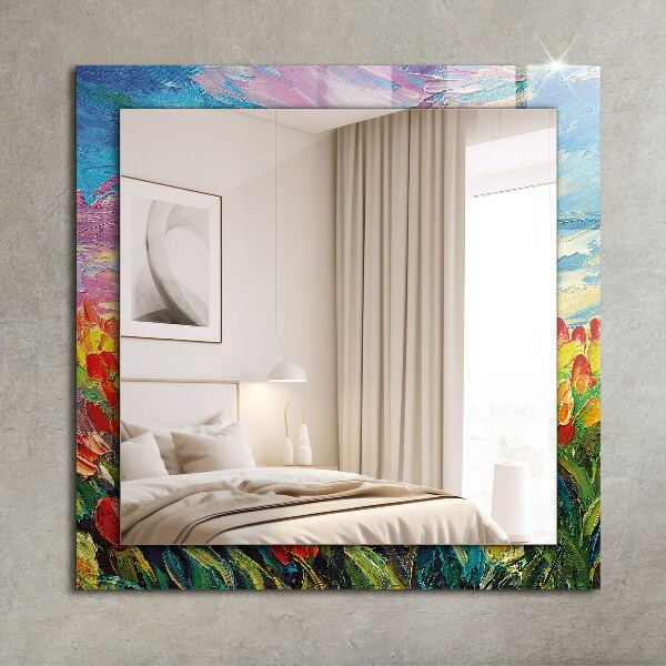 Mirror frame with print Field of tulips