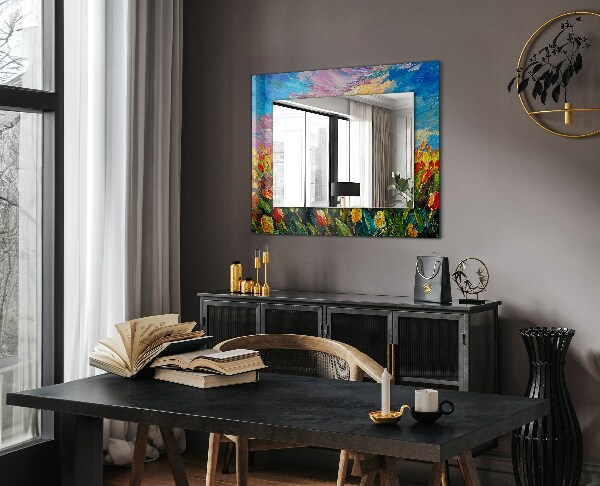 Mirror frame with print Field of tulips