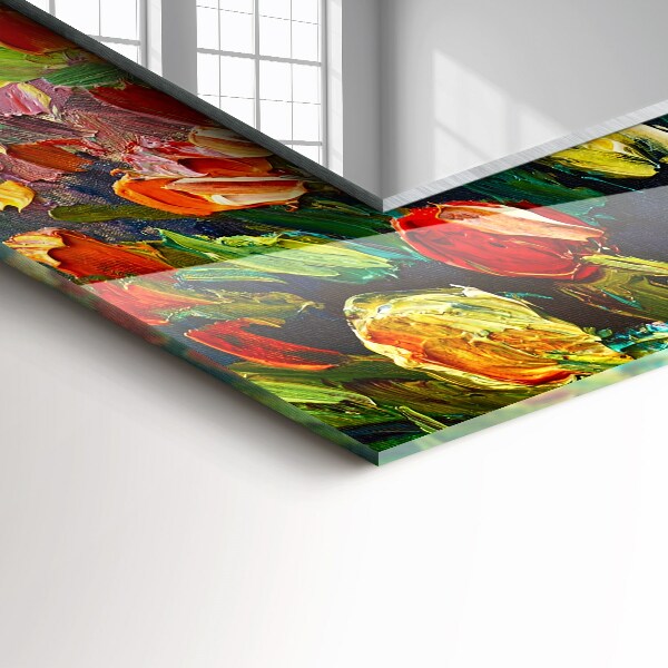 Mirror frame with print Field of tulips