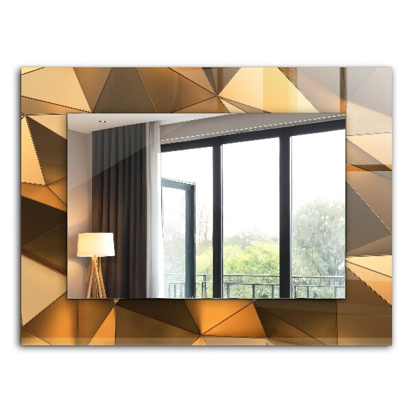 Wall mirror design Golden geometric motifs