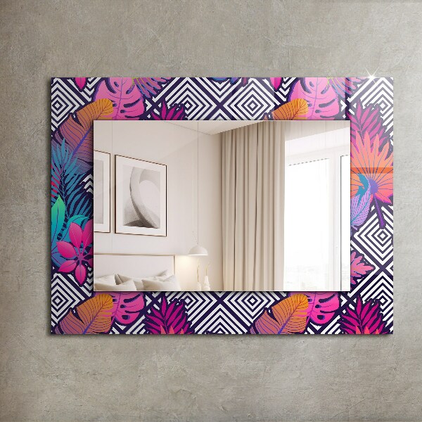 Decorative mirror Coloured tropical leaves