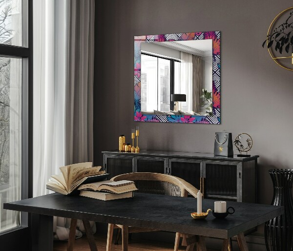 Decorative mirror Coloured tropical leaves