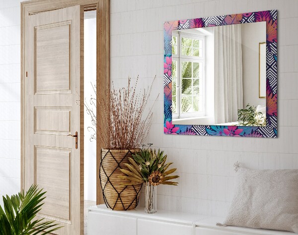 Decorative mirror Coloured tropical leaves