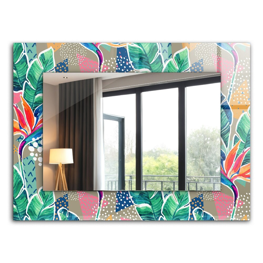 Mirror frame with print Flowers and leaves