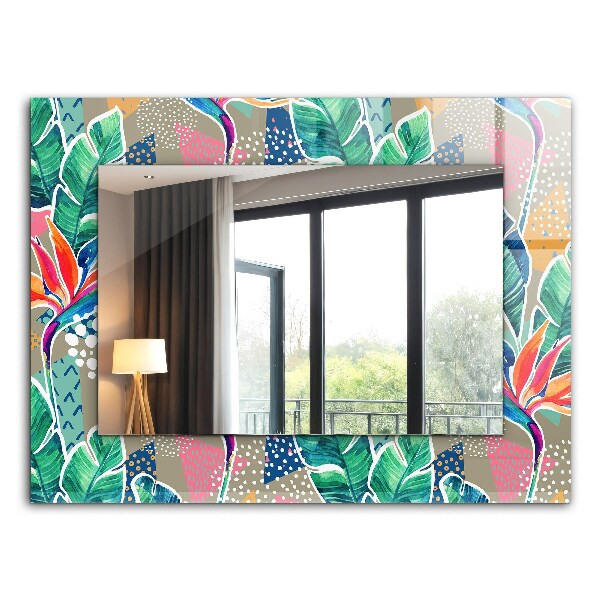 Mirror frame with print Flowers and leaves