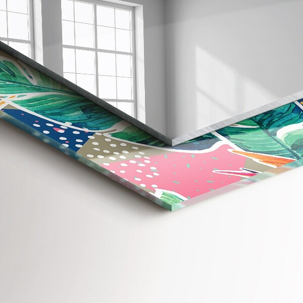 Mirror frame with print Flowers and leaves