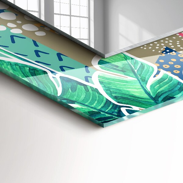 Mirror frame with print Flowers and leaves