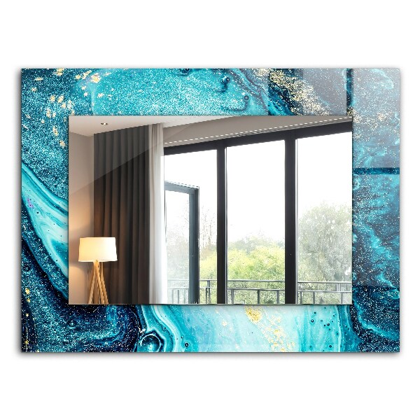 Wall mirror decor Blue abstract art