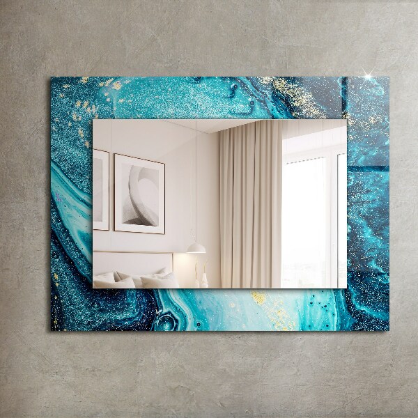 Wall mirror decor Blue abstract art