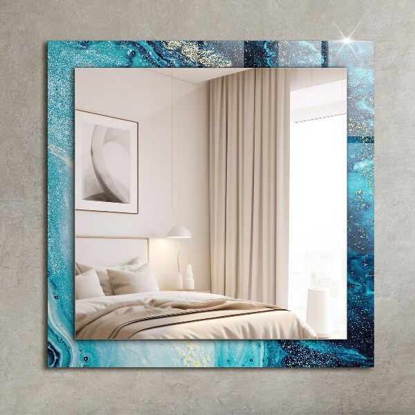 Wall mirror decor Blue abstract art
